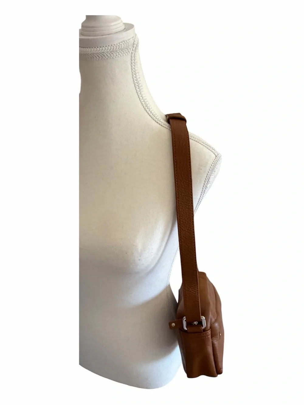 Arnold Palmer Crossbody Brown Pebbled Adjustable Strap Leather Purse 5 Pockets